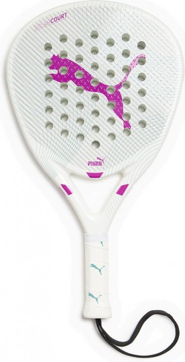 Puma - Solarcourt - Dames - Padel Racket - Wit met Roze